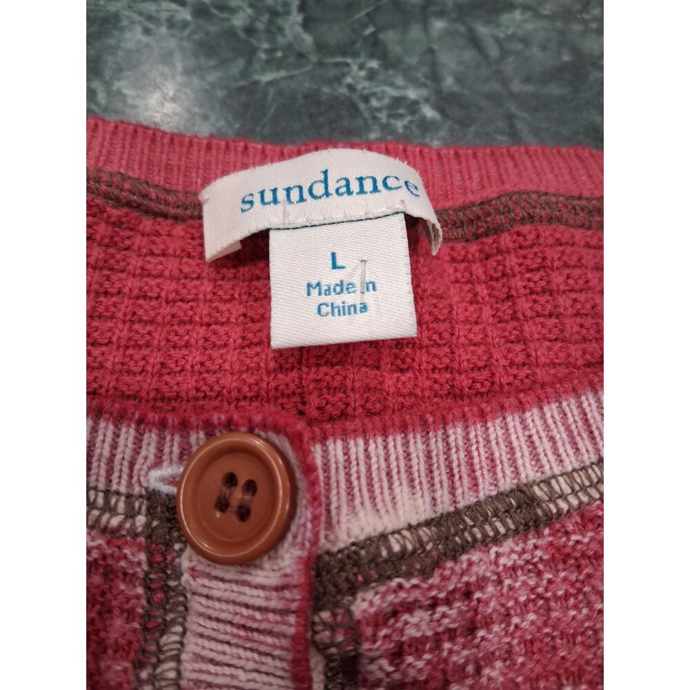 Sundance Gentry waffle knit Henley top long sleeved red distressed oversized LRG - Picture 4 of 12